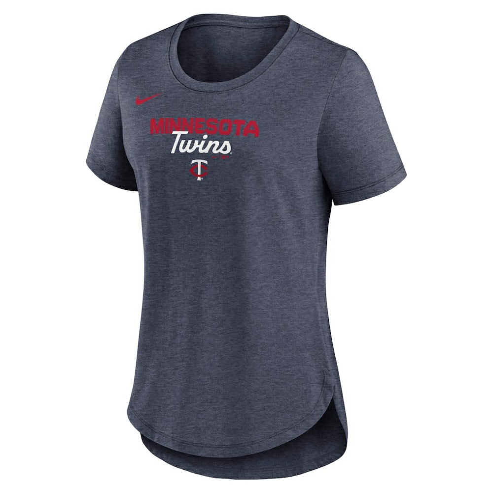 Minnesota Twins Nike Women's Arched Tri-Blend T-Shirt - Heather Navy T-shirts