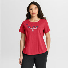 St. Louis Cardinals Nike Women's Arched Tri-Blend T-Shirt - Heather Red T-shirts