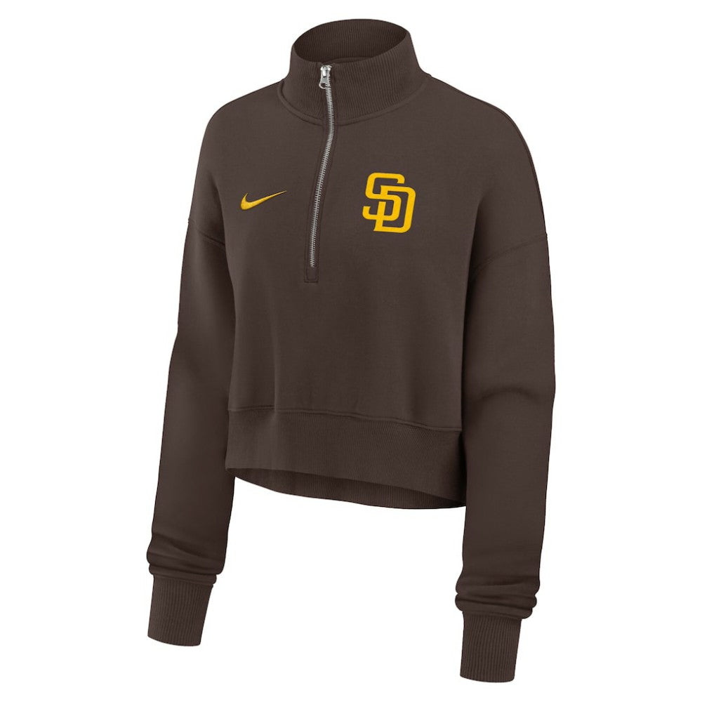 San Diego Padres Nike Women's Primetime Phoenix Fleece Half-Zip Sweatshirt - Brown Sweatshirts