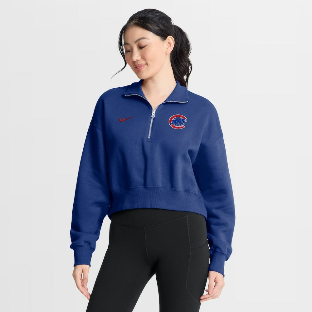 Chicago Cubs Nike Women's Primetime Phoenix Fleece Half-Zip Sweatshirt - Royal Sweatshirts