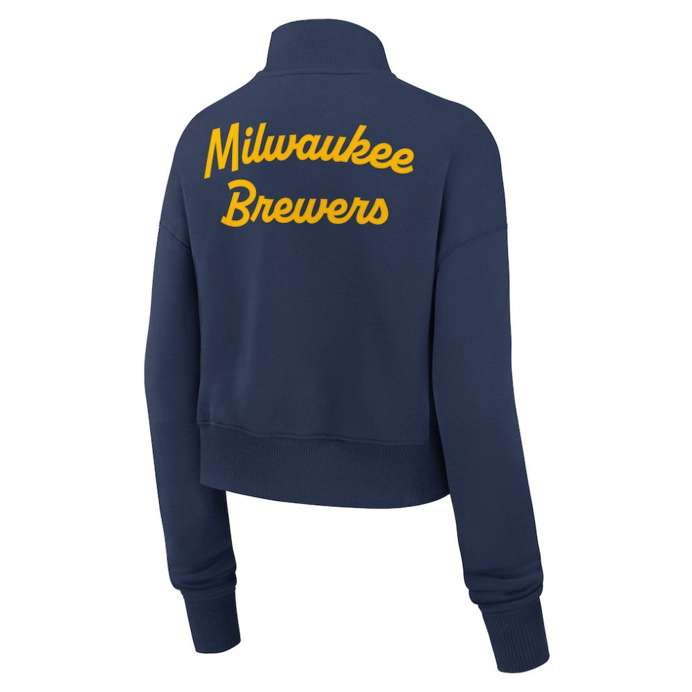 Milwaukee Brewers Nike Women's Primetime Phoenix Fleece Half-Zip Sweatshirt - Navy Sweatshirts