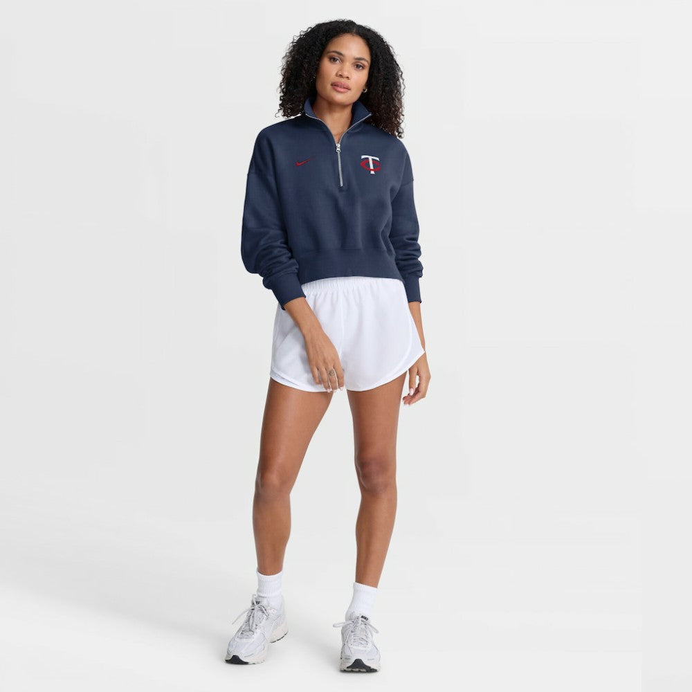Minnesota Twins Nike Women's Primetime Phoenix Fleece Half-Zip Sweatshirt - Navy Sweatshirts