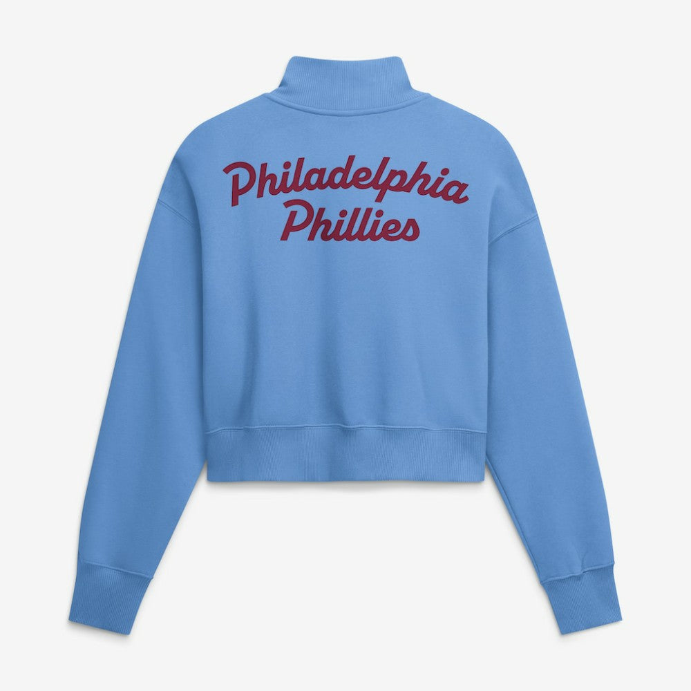 Philadelphia Phillies Nike Women's Primetime Phoenix Fleece Half-Zip Sweatshirt - Light Blue Sweatshirts
