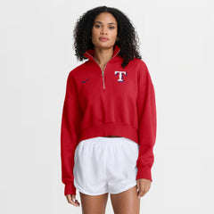 Texas Rangers Nike Women's Primetime Phoenix Fleece Half-Zip Sweatshirt - Red Sweatshirts