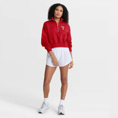 Texas Rangers Nike Women's Primetime Phoenix Fleece Half-Zip Sweatshirt - Red Sweatshirts