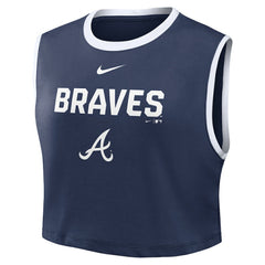 Atlanta Braves Nike Women's Primetime Loose Dri-FIT Cropped Tank Top - Navy Tanks