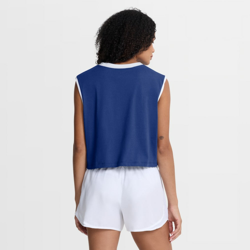 Los Angeles Dodgers Nike Women's Primetime Loose Dri-FIT Cropped Tank Top - Royal Tanks