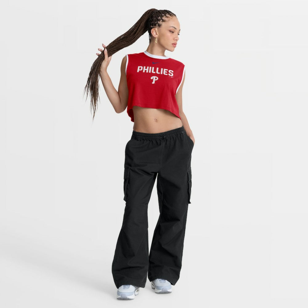 Philadelphia Phillies Nike Women's Primetime Loose Dri-FIT Cropped Tank Top - Red Tanks