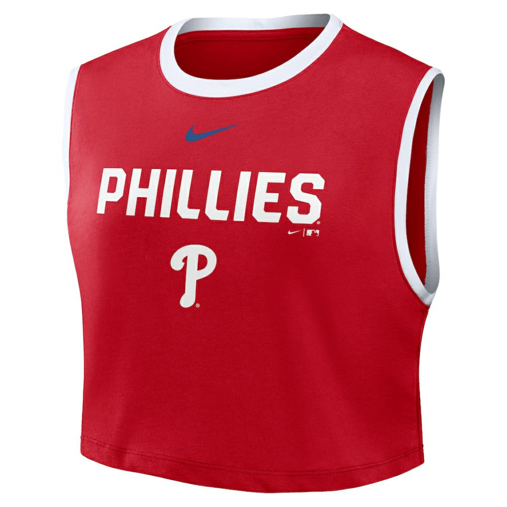 Philadelphia Phillies Nike Women's Primetime Loose Dri-FIT Cropped Tank Top - Red Tanks