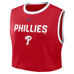 Philadelphia Phillies Nike Women's Primetime Loose Dri-FIT Cropped Tank Top - Red Tanks