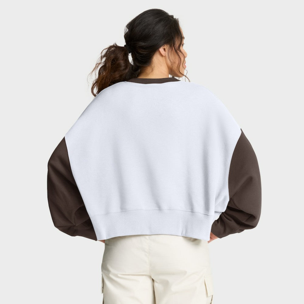 San Diego Padres Nike Women's Oversized High Hip Fleece Sweatshirt - White/Brown Sweatshirts