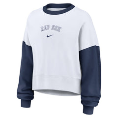 Boston Red Sox Nike Women's Oversized High Hip Fleece Sweatshirt - White/Navy Sweatshirts