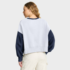 Detroit Tigers Nike Women's Oversized High Hip Fleece Sweatshirt - White/Navy Sweatshirts