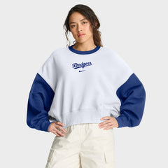 Los Angeles Dodgers Nike Women's Oversized High Hip Fleece Sweatshirt - White/Royal Sweatshirts