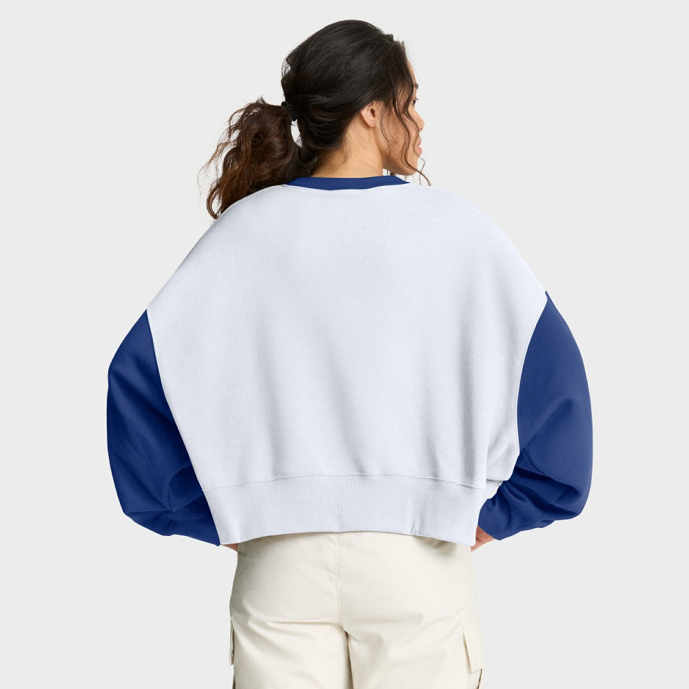 Los Angeles Dodgers Nike Women's Oversized High Hip Fleece Sweatshirt - White/Royal Sweatshirts