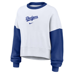 Los Angeles Dodgers Nike Women's Oversized High Hip Fleece Sweatshirt - White/Royal Sweatshirts