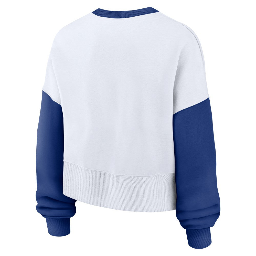 Los Angeles Dodgers Nike Women's Oversized High Hip Fleece Sweatshirt - White/Royal Sweatshirts