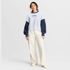 Milwaukee Brewers Nike Women's Oversized High Hip Fleece Sweatshirt - White/Navy Sweatshirts