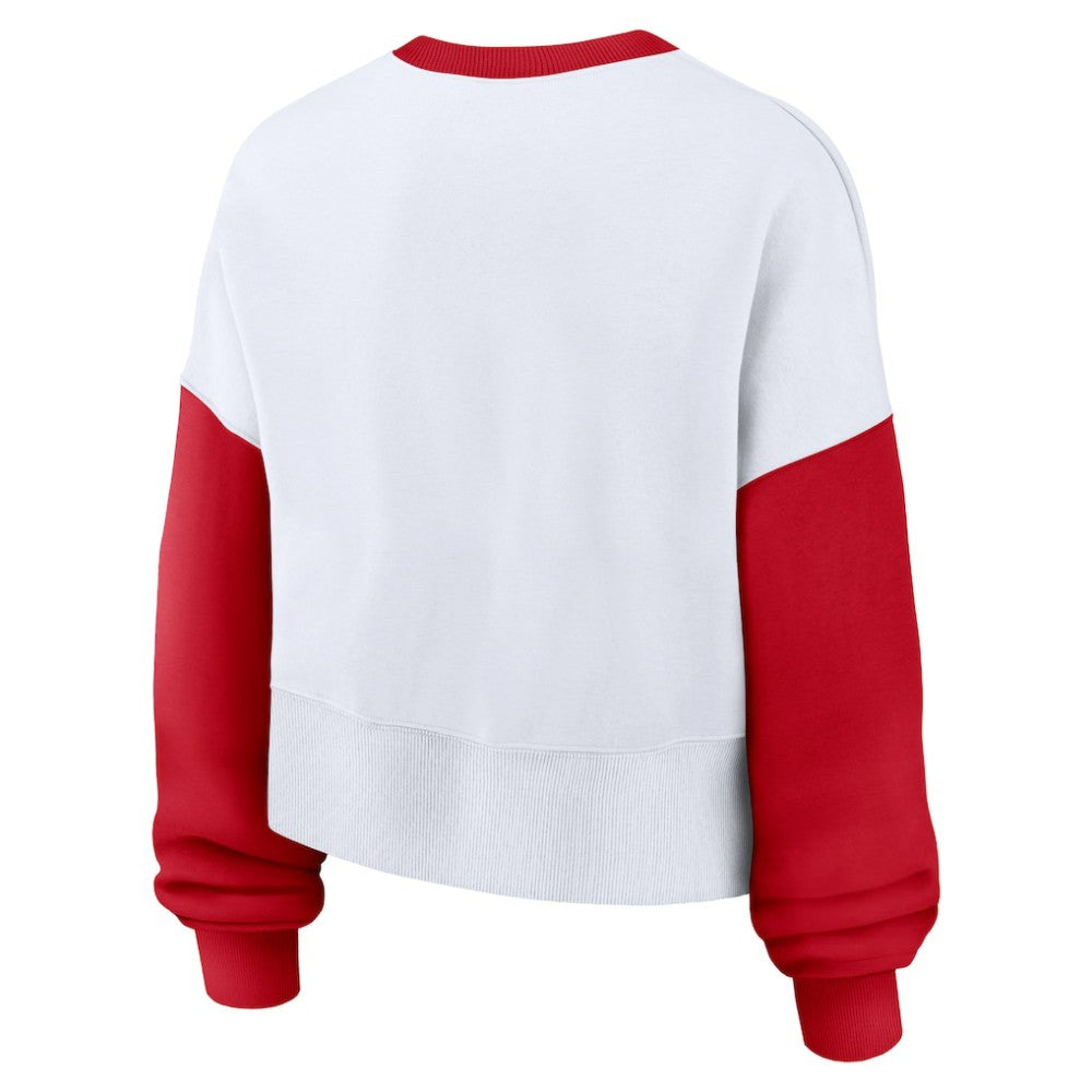 Philadelphia Phillies Nike Women's Oversized High Hip Fleece Sweatshirt - White/Red Sweatshirts
