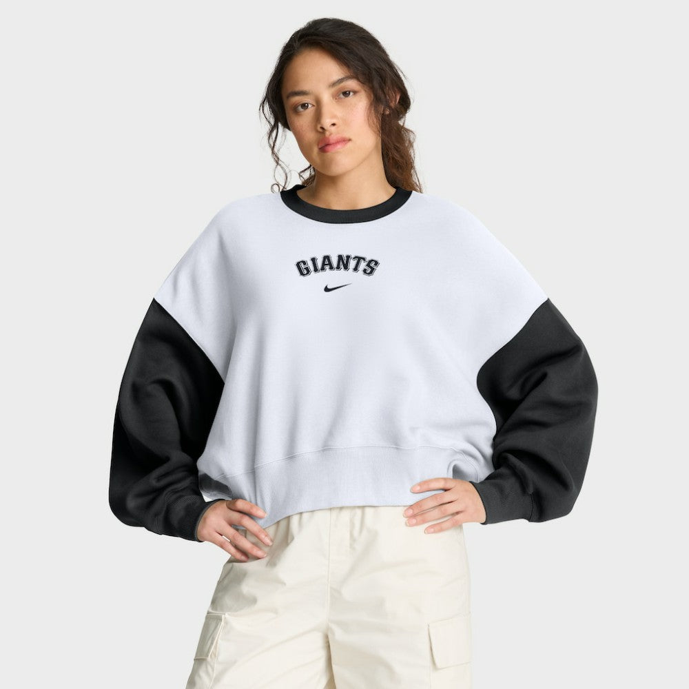 San Francisco Giants Nike Women's Oversized High Hip Fleece Sweatshirt - White/Black Sweatshirts