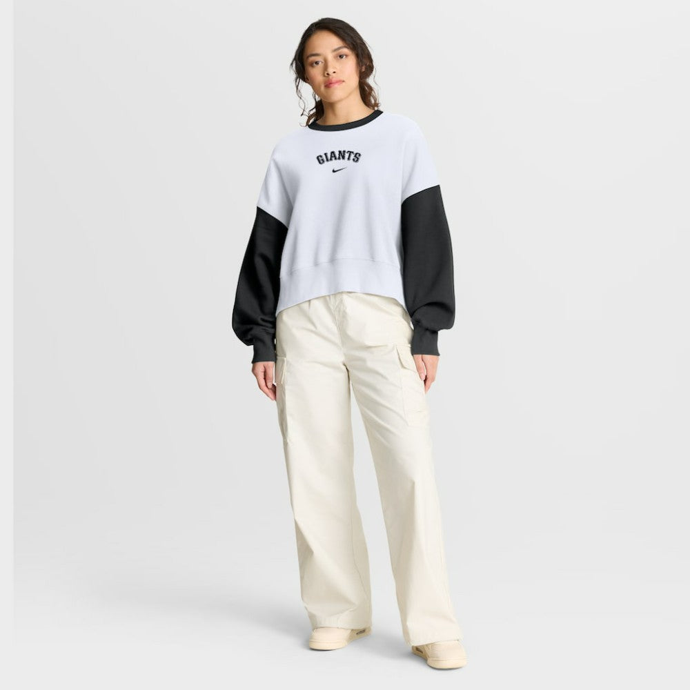San Francisco Giants Nike Women's Oversized High Hip Fleece Sweatshirt - White/Black Sweatshirts