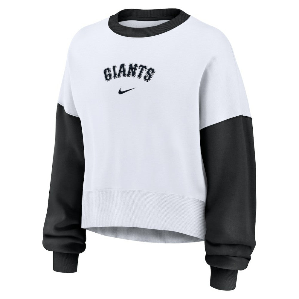 San Francisco Giants Nike Women's Oversized High Hip Fleece Sweatshirt - White/Black Sweatshirts
