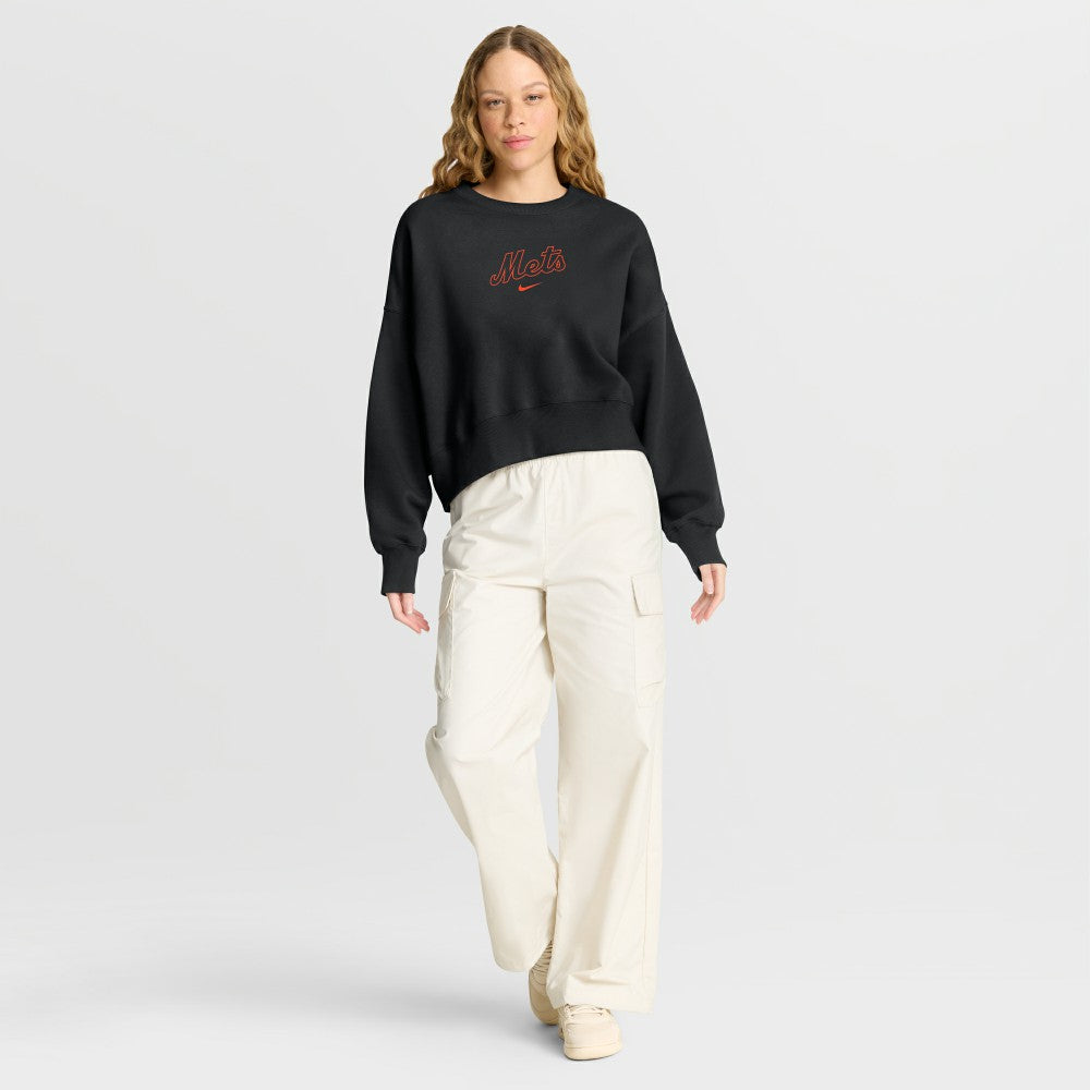 New York Mets Nike Women's Oversized Primetime Sweatshirt - Black Sweatshirts