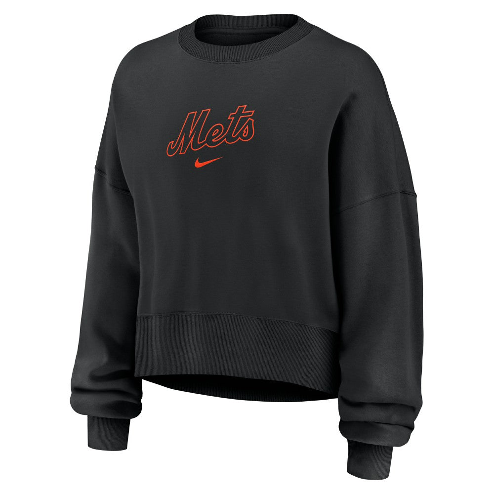 New York Mets Nike Women's Oversized Primetime Sweatshirt - Black Sweatshirts