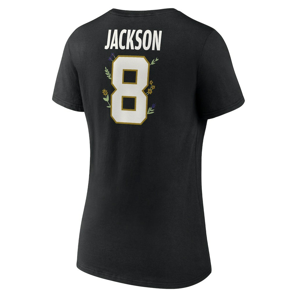 Lamar Jackson Baltimore Ravens Women's Floral Name & Number V-Neck T-Shirt Black