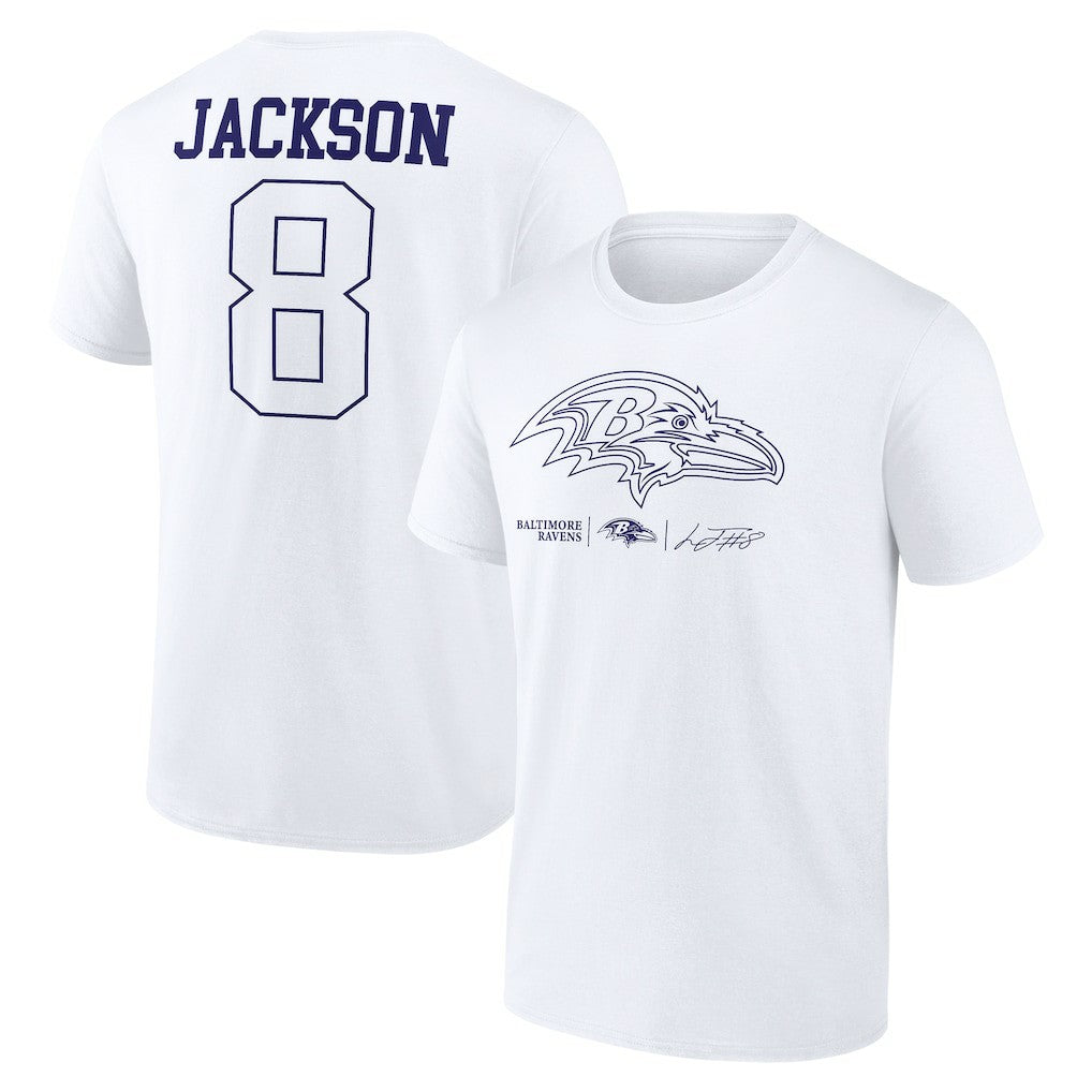 Lamar Jackson Baltimore Ravens Tonal Name & Number T-Shirt White