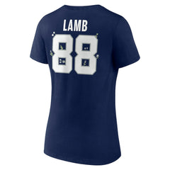 CeeDee Lamb Dallas Cowboys Women's Floral Name & Number V-Neck T-Shirt Navy