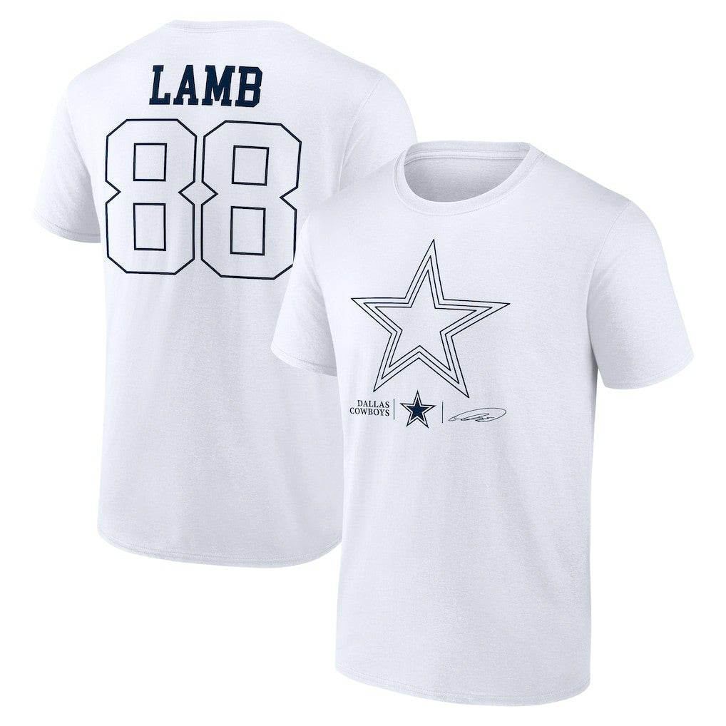 CeeDee Lamb Dallas Cowboys Tonal Name & Number T-Shirt White