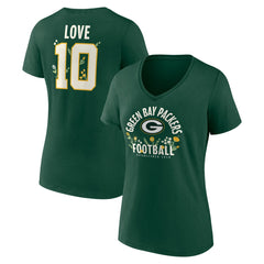 Jordan Love Green Bay Packers Women's Floral Name & Number V-Neck T-Shirt Green