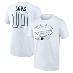 Jordan Love Green Bay Packers Tonal Name & Number T-Shirt White