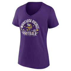 Justin Jefferson Minnesota Vikings Women's Floral Name & Number V-Neck T-Shirt Purple