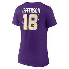 Justin Jefferson Minnesota Vikings Women's Floral Name & Number V-Neck T-Shirt Purple