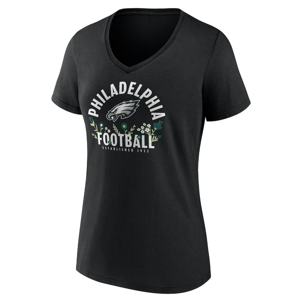 Saquon Barkley Philadelphia Eagles Women's Floral Name & Number V-Neck T-Shirt Black