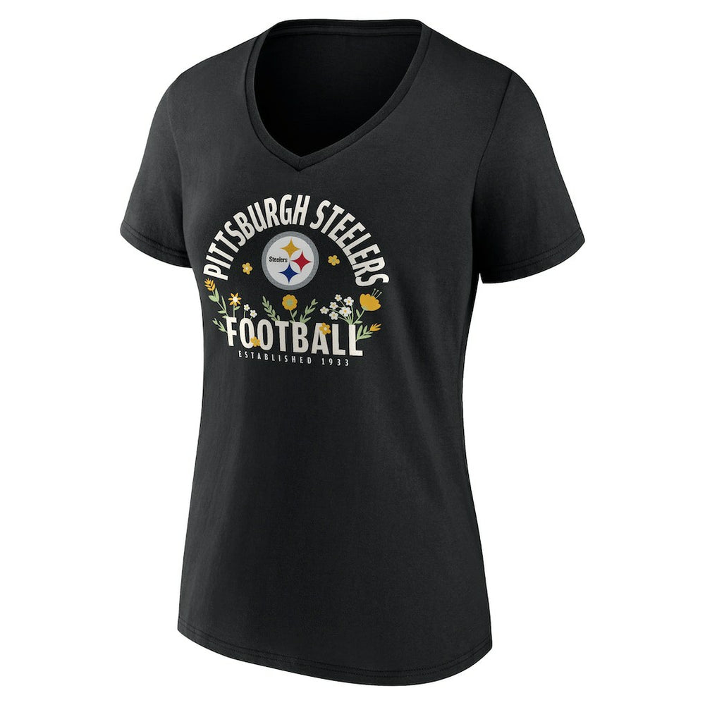 T.J. Watt Pittsburgh Steelers Women's Floral Name & Number V-Neck T-Shirt Black