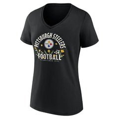 T.J. Watt Pittsburgh Steelers Women's Floral Name & Number V-Neck T-Shirt Black