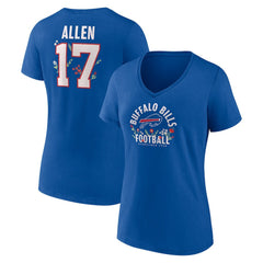 Josh Allen Buffalo Bills Women's Floral Name & Number V-Neck T-Shirt Royal