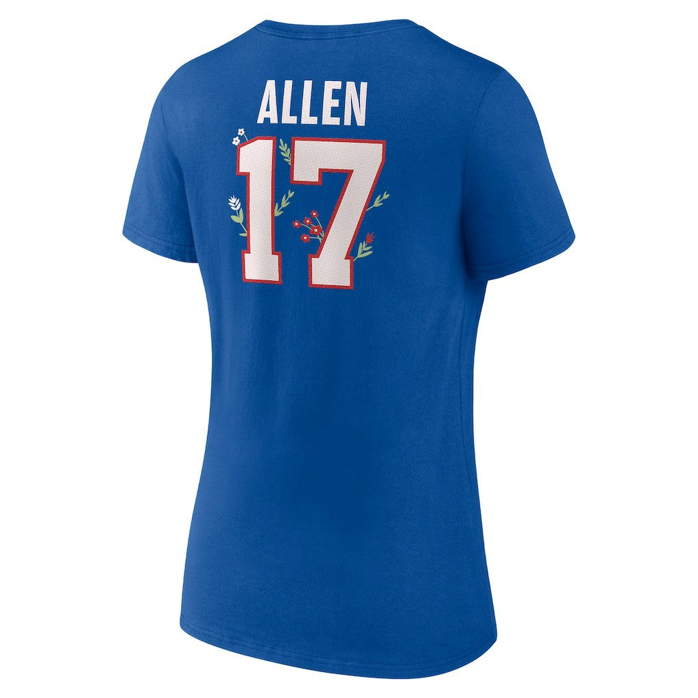 Josh Allen Buffalo Bills Women's Floral Name & Number V-Neck T-Shirt Royal