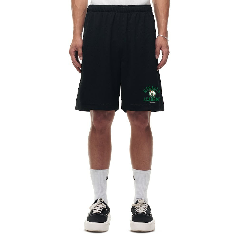 Boston Celtics Unisex Miracle Academy x NBA Collection Baggy Mesh P.E. Shorts Black