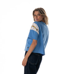 Los Angeles Chargers The Wild Collective Women's Charger Power Contrast Sleeve Insert T-Shirt Powder Blue