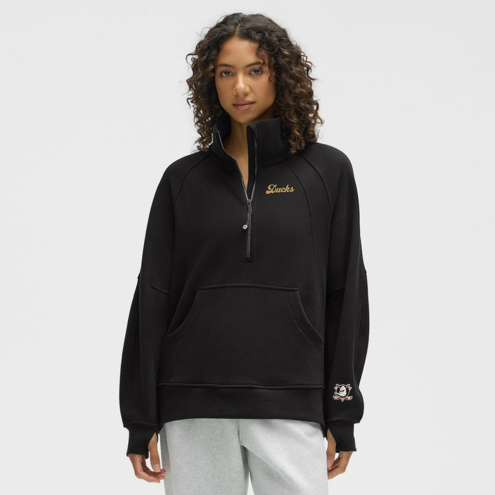 NHL Anaheim Ducks lululemon Women's Long Scuba Oversized Half-Zip Funnel Neck - Black