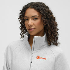 NHL Edmonton Oilers lululemon Women's Long Scuba Oversized Half-Zip Funnel Neck - Heathered Core Ultra Light Grey