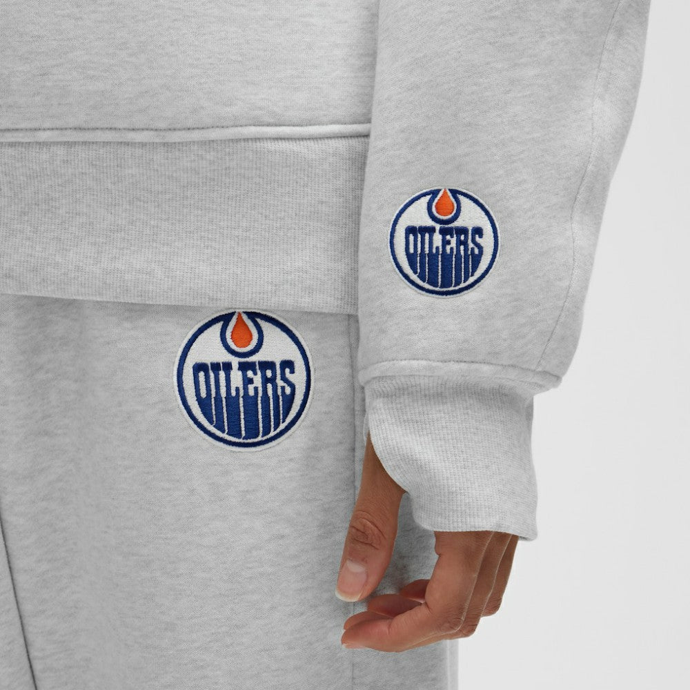 NHL Edmonton Oilers lululemon Women's Long Scuba Oversized Half-Zip Funnel Neck - Heathered Core Ultra Light Grey