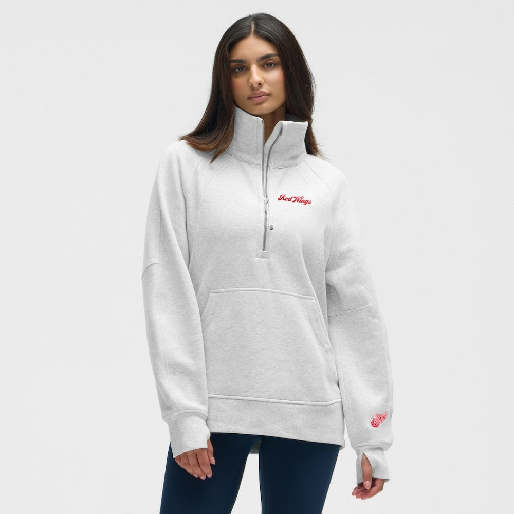 NHL Detroit Red Wings lululemon Women's Long Scuba Oversized Half-Zip Funnel Neck - Heathered Core Ultra Light Grey