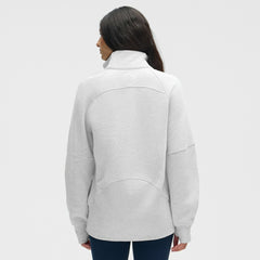 NHL Detroit Red Wings lululemon Women's Long Scuba Oversized Half-Zip Funnel Neck - Heathered Core Ultra Light Grey