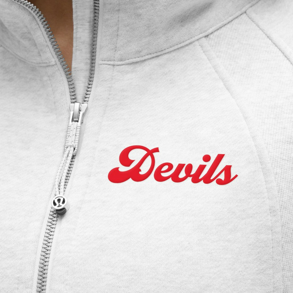 NHL New Jersey Devils lululemon Women's Long Scuba Oversized Half-Zip Funnel Neck - Heathered Core Ultra Light Grey