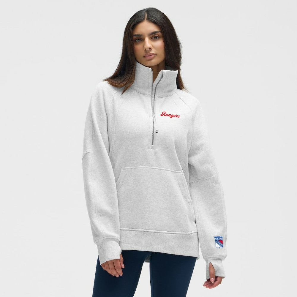NHL New York Rangers lululemon Women's Long Scuba Oversized Half-Zip Funnel Neck - Heathered Core Ultra Light Grey